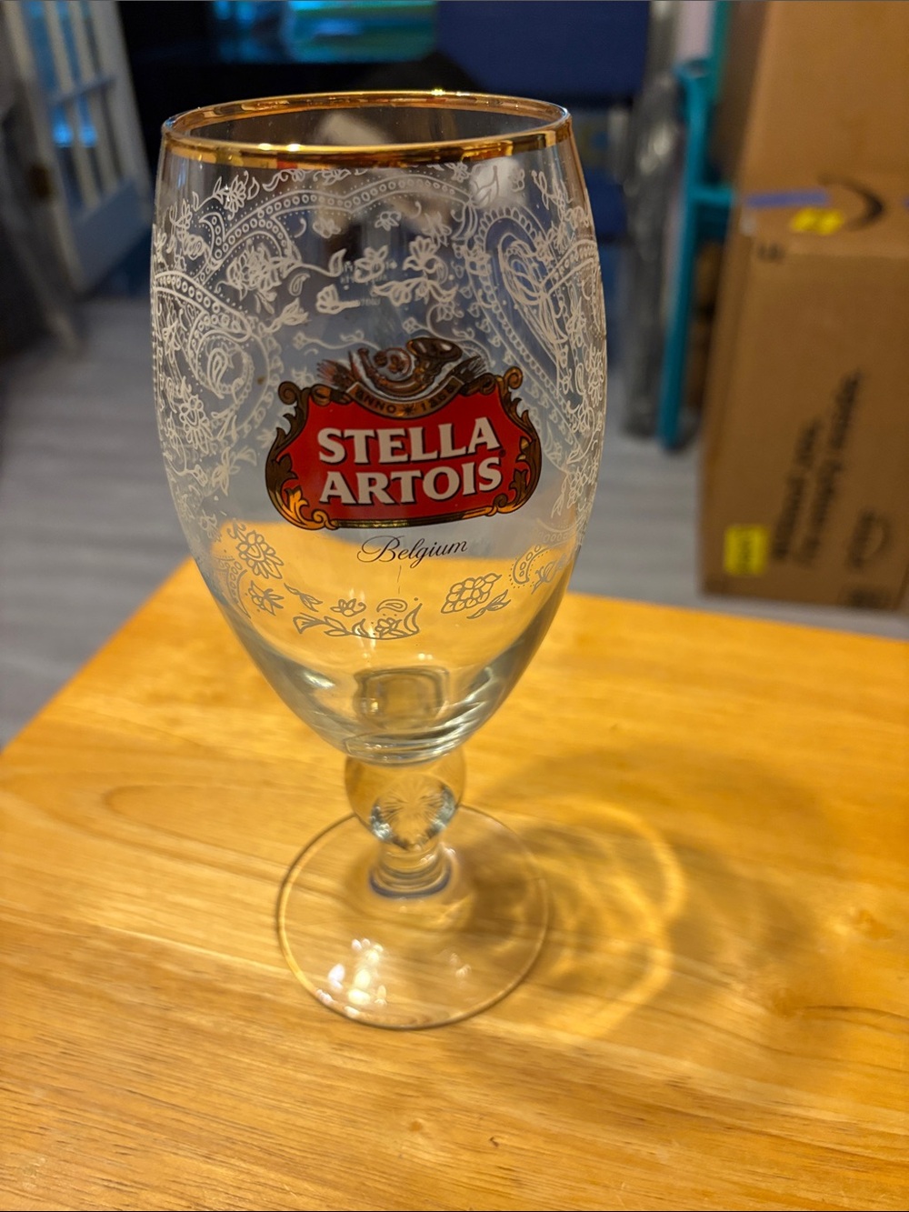 Stella Artois Etched Chalice Glass with Gold Rim limited edition